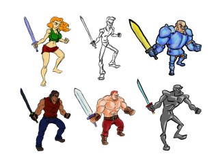 Sword Pose Characters Group